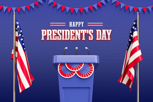 Happy presidents day 3d social media banner template