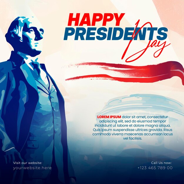 PSD happy presidents day of america 20 february social media post and template