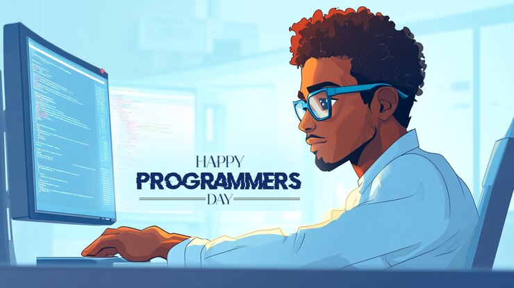PSD happy programmers day celebration or greeting poster for social media