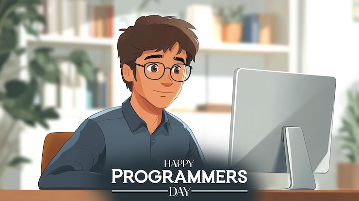 PSD happy programmers day celebration or greeting poster for social media