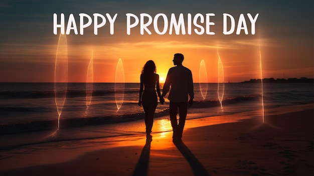 PSD happy promise day cute couple and heart with love