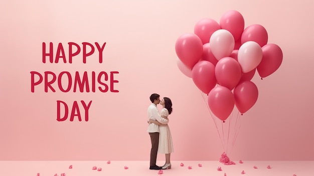 PSD happy promise day cute couple and heart with love