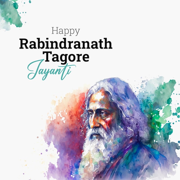 Happy Rabindranath Tagore Jayanti 소셜 미디어 게시물