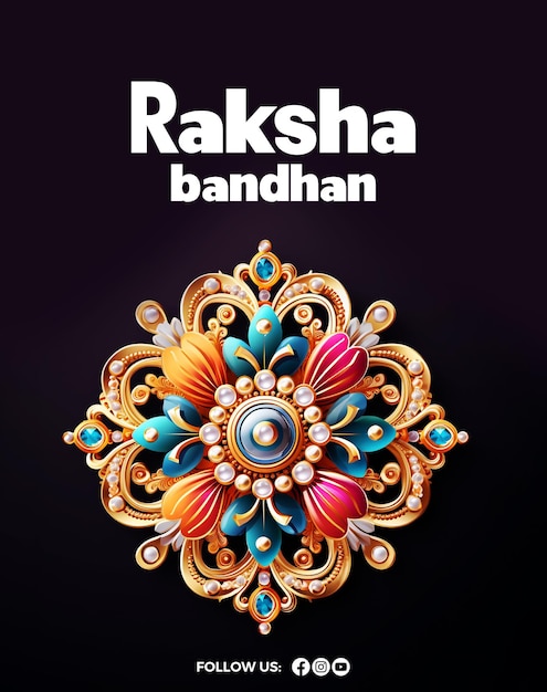 PSD happy raksha bandhan black background with decorative rakhi brother and sister