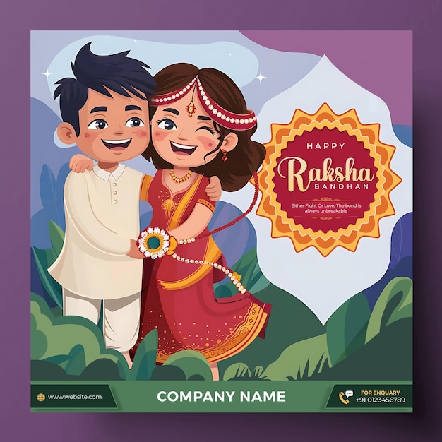 Happy Raksha Bandhan Template ontwerp voor sociale media