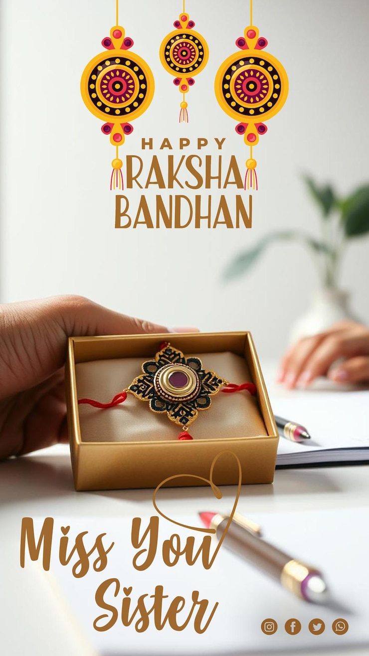 PSD happy raksha bandhan wish story post design