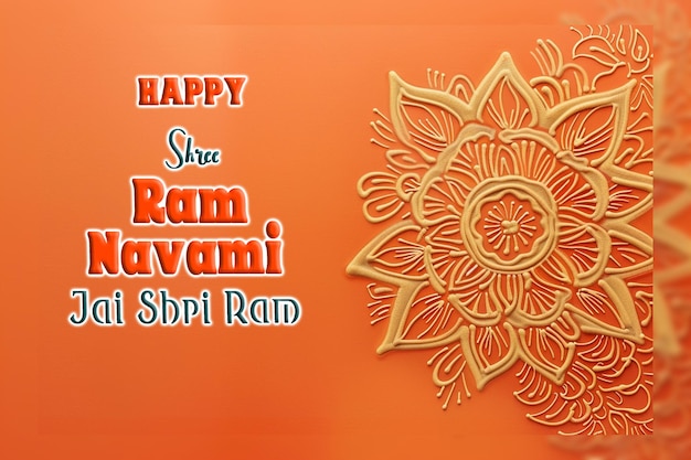PSD happy ram navami cultural hindu festival wishes celebration card isolated on transparent background