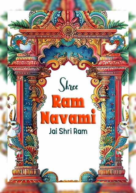 PSD happy ram navami cultural hindu festival wishes celebration card isolated on transparent background