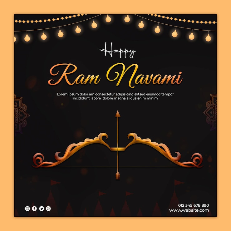 PSD фестиваль индийского индуизма happy ram navami post в социальных сетях