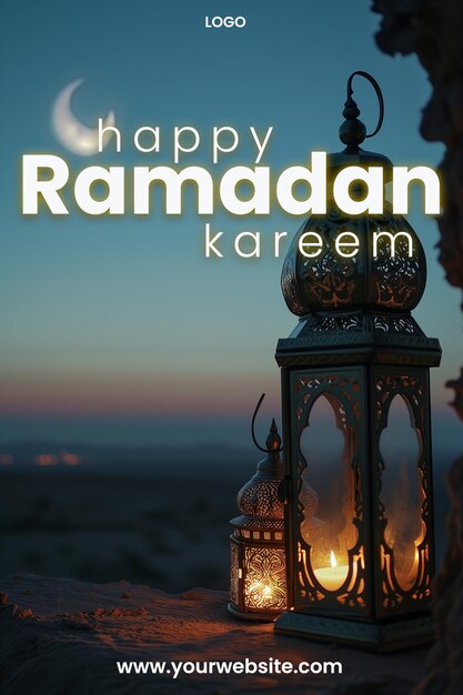 PSD happy ramadan kareem poster