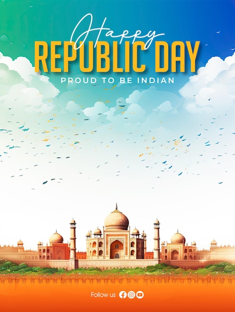 PSD poster di happy republic day orgoglioso di essere indiano