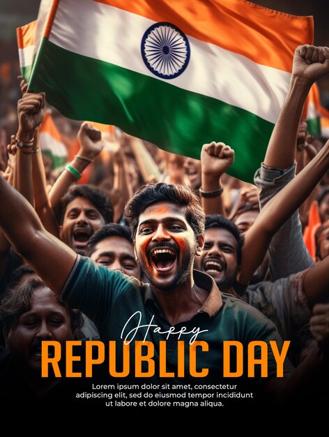 PSD happy republic day poster template