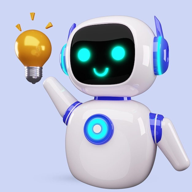 happy robot 3d ai character chat bot mascot gpt chatbot icon artificial intelligence