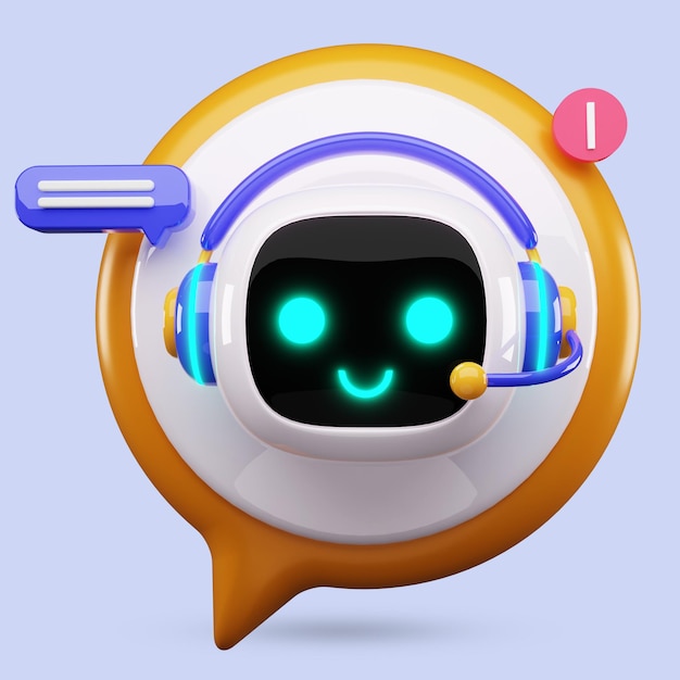 ハッピーロボット 3D AI キャラクター チャットボット マスコット GPT チャットロボット アイコン 人工知能