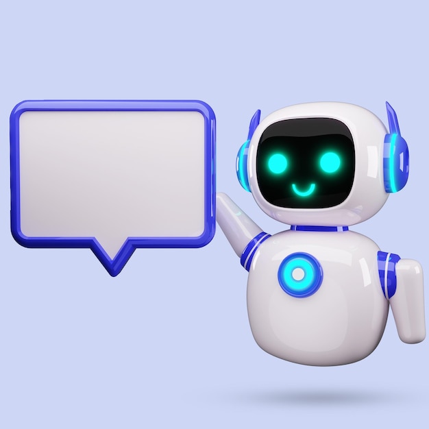 Happy robot 3d ai character chat bot mascot GPT chatbot icon Artificial intelligence