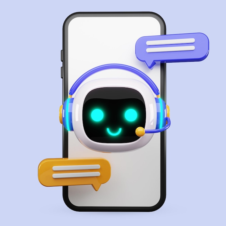 PSD happy robot 3d ai character chat bot mascot gpt chatbot icon artificial intelligence