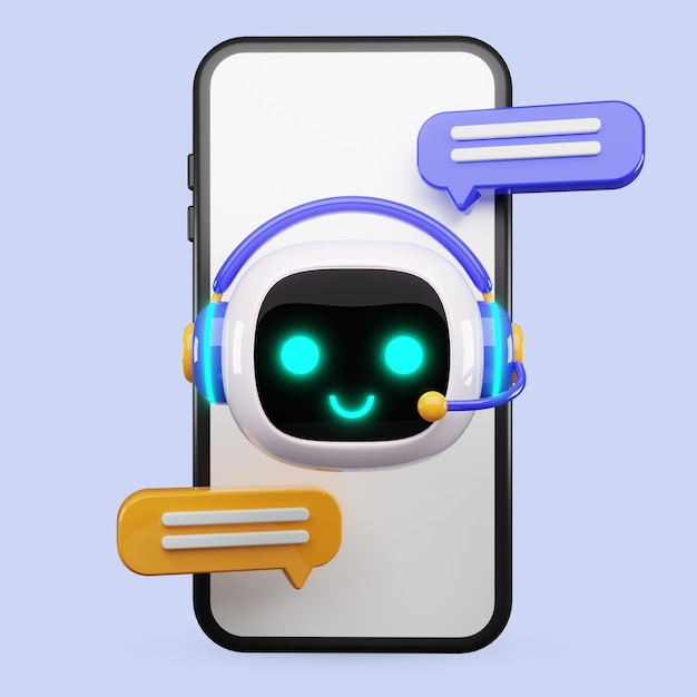 Happy robot 3d ai personage chat bot mascotte GPT chatbot icoon kunstmatige intelligentie