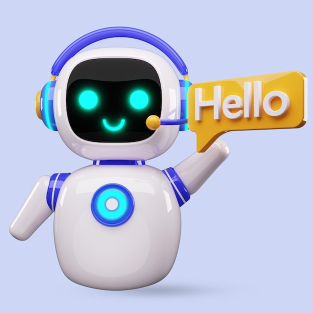 Happy robot 3d ai personage chat bot mascotte GPT chatbot icoon kunstmatige intelligentie