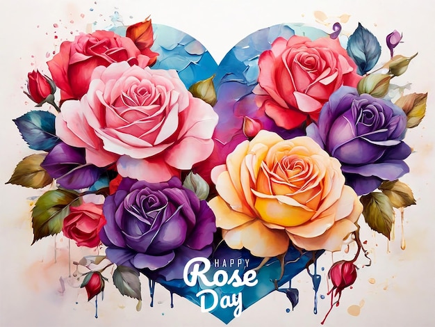 Happy rose day watercolor background