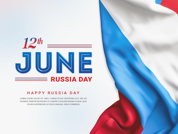 Happy russia day patriotic poster design with flag