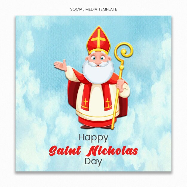 PSD happy saint nicholas social media template for instagram post feed