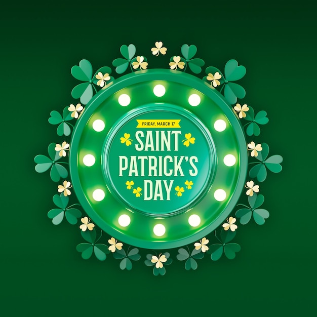 PSD happy saint patrick's day 3d social media banner design template