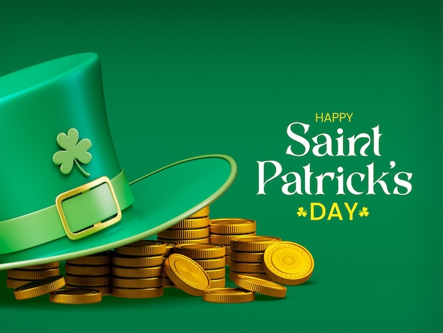 Happy Saint patrick's day 3d social media banner ontwerpsjabloon