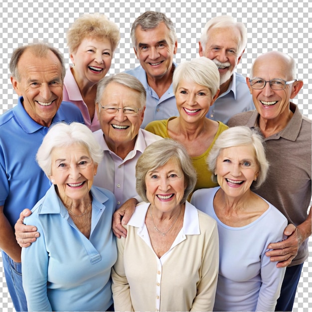 PSD gruppo di anziani felici su uno sfondo trasparente