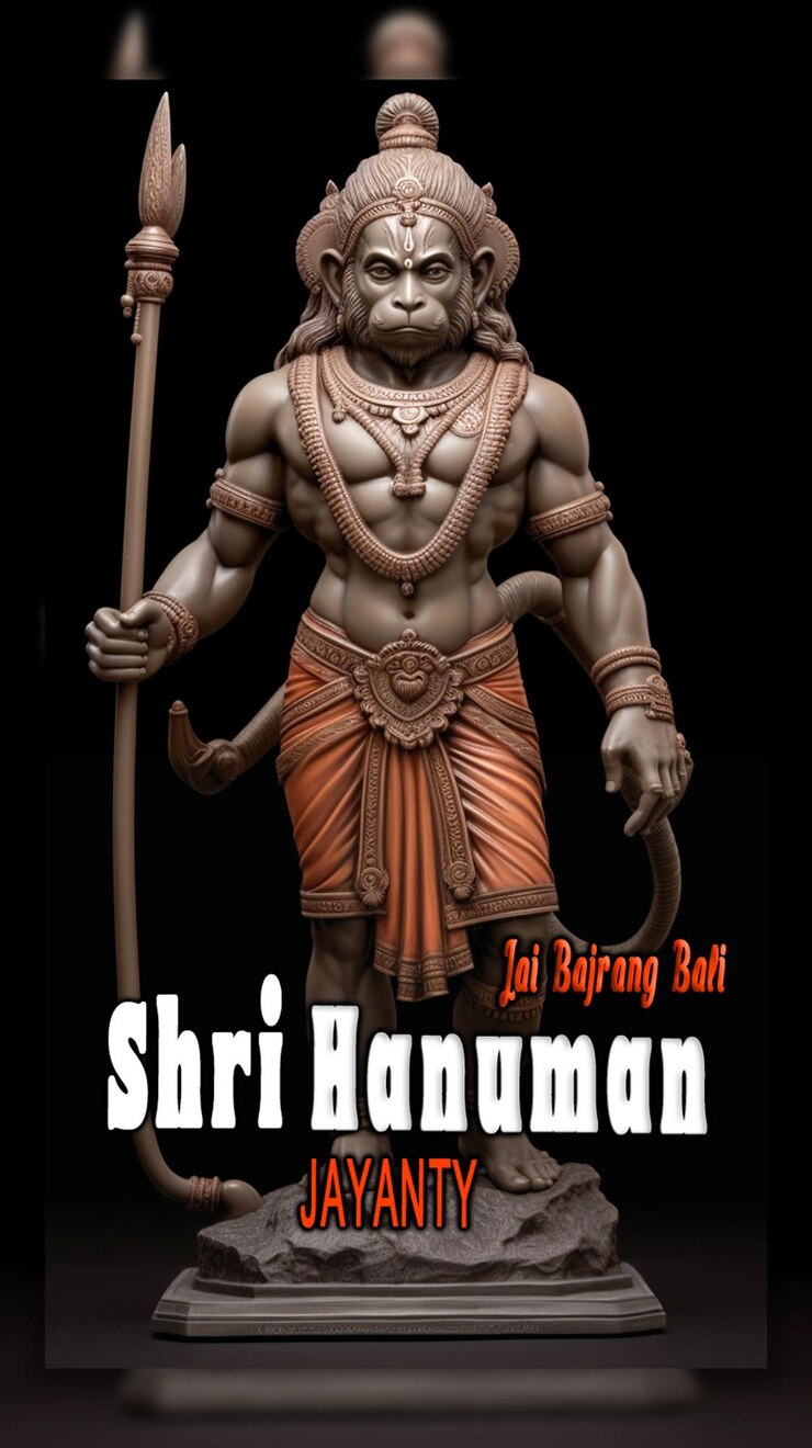 PSD happy shiri hanuman jayanti bold iconic logo lord hanuman festival background