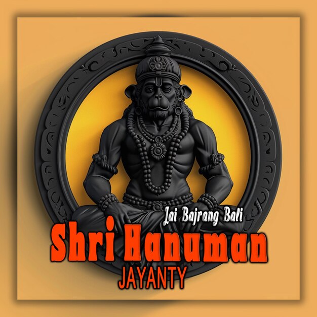 PSD happy shiri hanuman jayanti bold iconic logo lord hanuman festival background