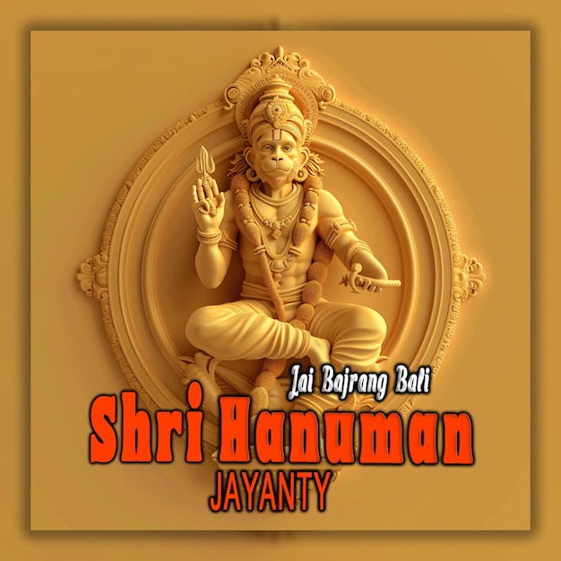 PSD happy shiri hanuman jayanti logo iconico audace del signore hanuman sfondo della festa