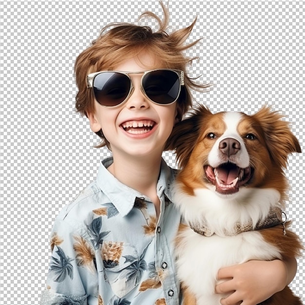 PSD happy smile children and dog