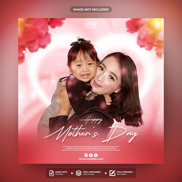 PSD happy social media post template design