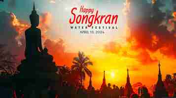 PSD illustrazione della festa dell'acqua del giorno di songkran