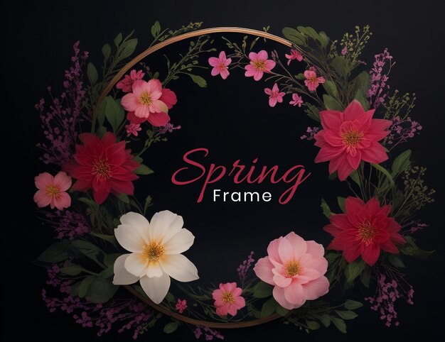 Premium PSD | Happy spring background banner with colorful flowers