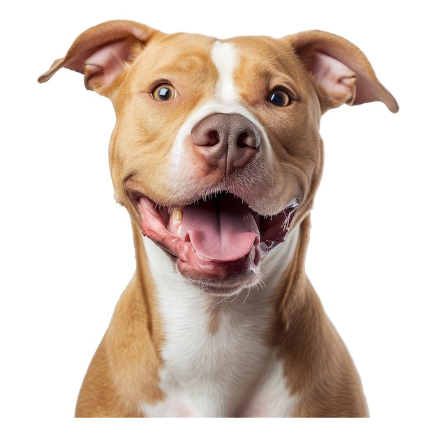 PSD happy tan and white pitbull rescue dog