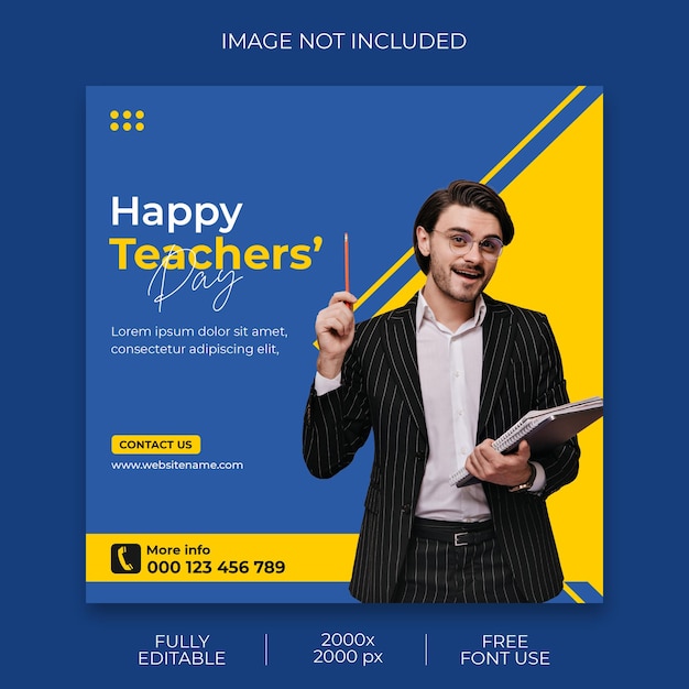 PSD happy teachers day poster template