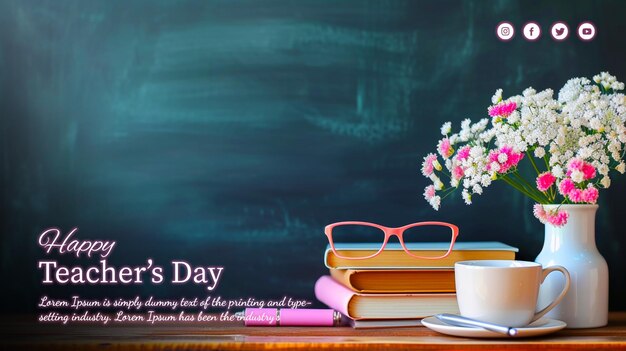 PSD happy teachers day social media banner poster international teachers day concept