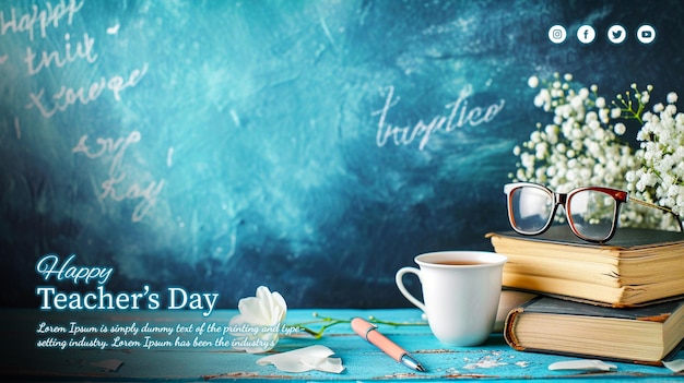 PSD happy teachers day social media banner poster concetto della giornata internazionale degli insegnanti