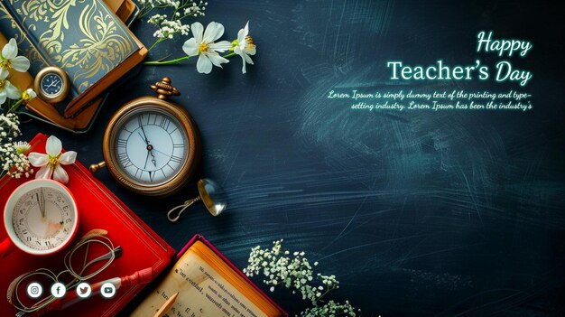 PSD happy teachers day social media banner poster international teachers day concept