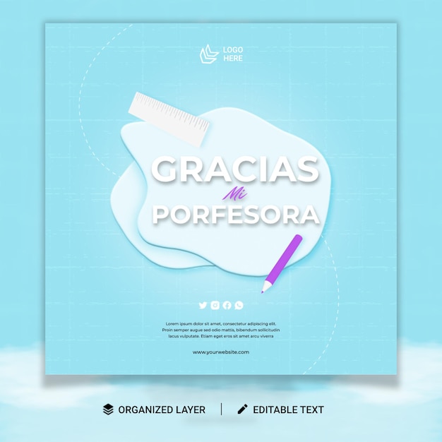 Happy teachers day social media post template costa rica