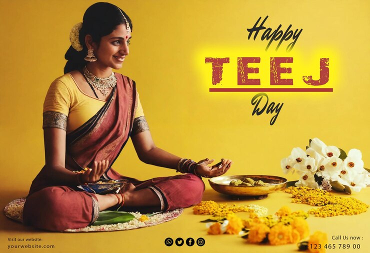 PSD happy teej day poster template