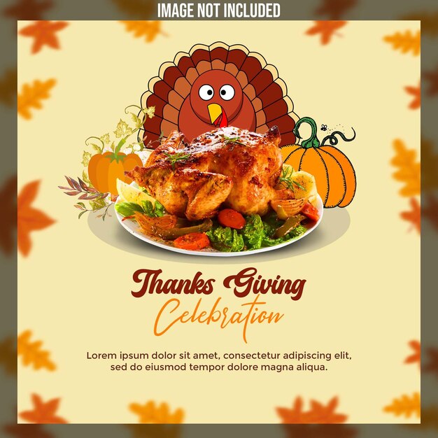 PSD happy thanks giving social media promotion and banner post design template