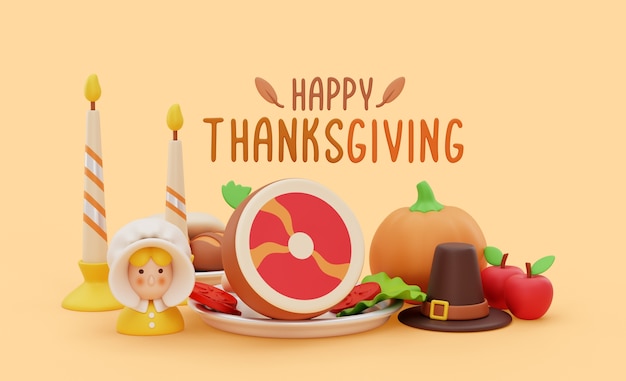 PSD happy thanksgiving background with icons design