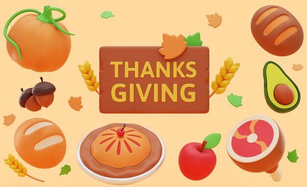 PSD happy thanksgiving background with icons design