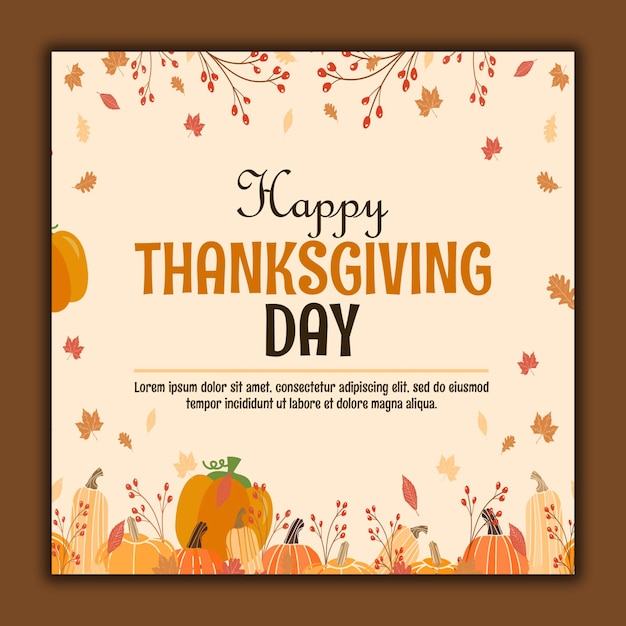 happy thanksgiving day celebration social media post or banner template design