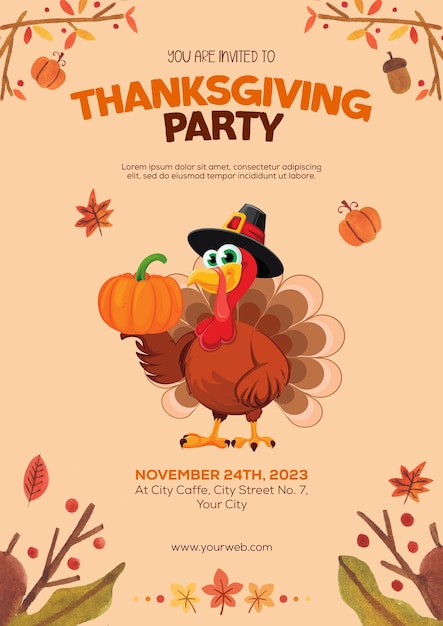 PSD happy thanksgiving day post design psd template