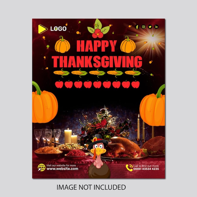 Happy thanksgiving day with social media post banner template luxury