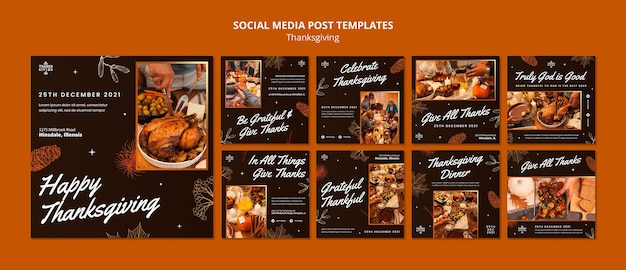 PSD happy thanksgiving instagram posts set