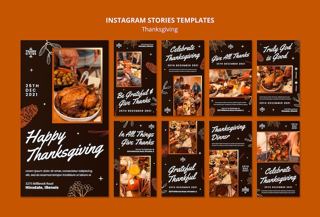 Happy thanksgiving instagram stories set